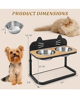 Sugift Elevated Pet Feeder with 2 Stainless Steel Bowls for Cats and Small and Medium Dogs