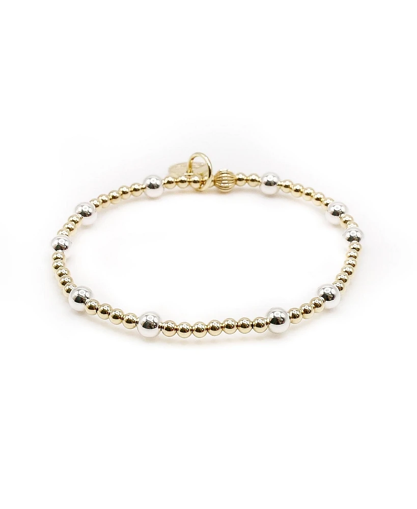 Bowood Lane Non-Tarnishing Gold Filled Ball and Sterling Silver Stretch Bracelet