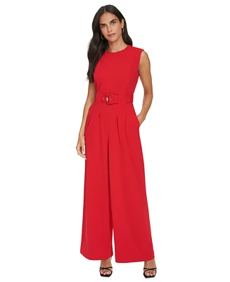 Calvin Klein Women's Belted Sleeveless Jumpsuit