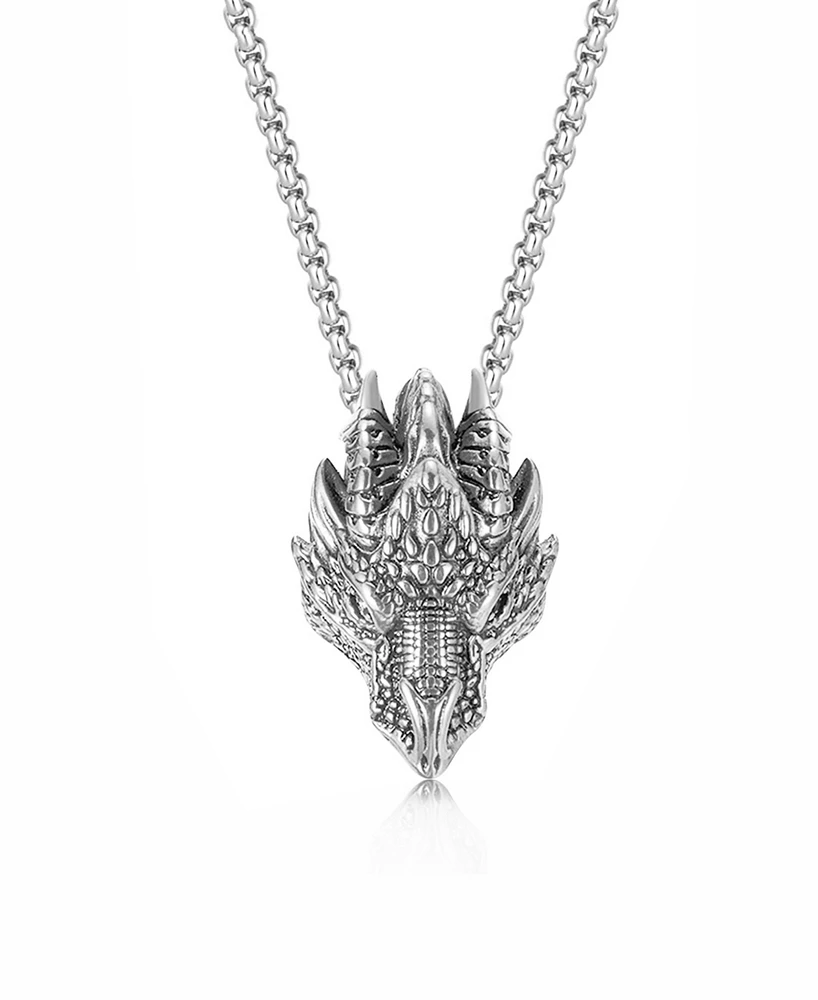 Rhona Sutton Silver Dragon Stainless Steel Pendant Necklace