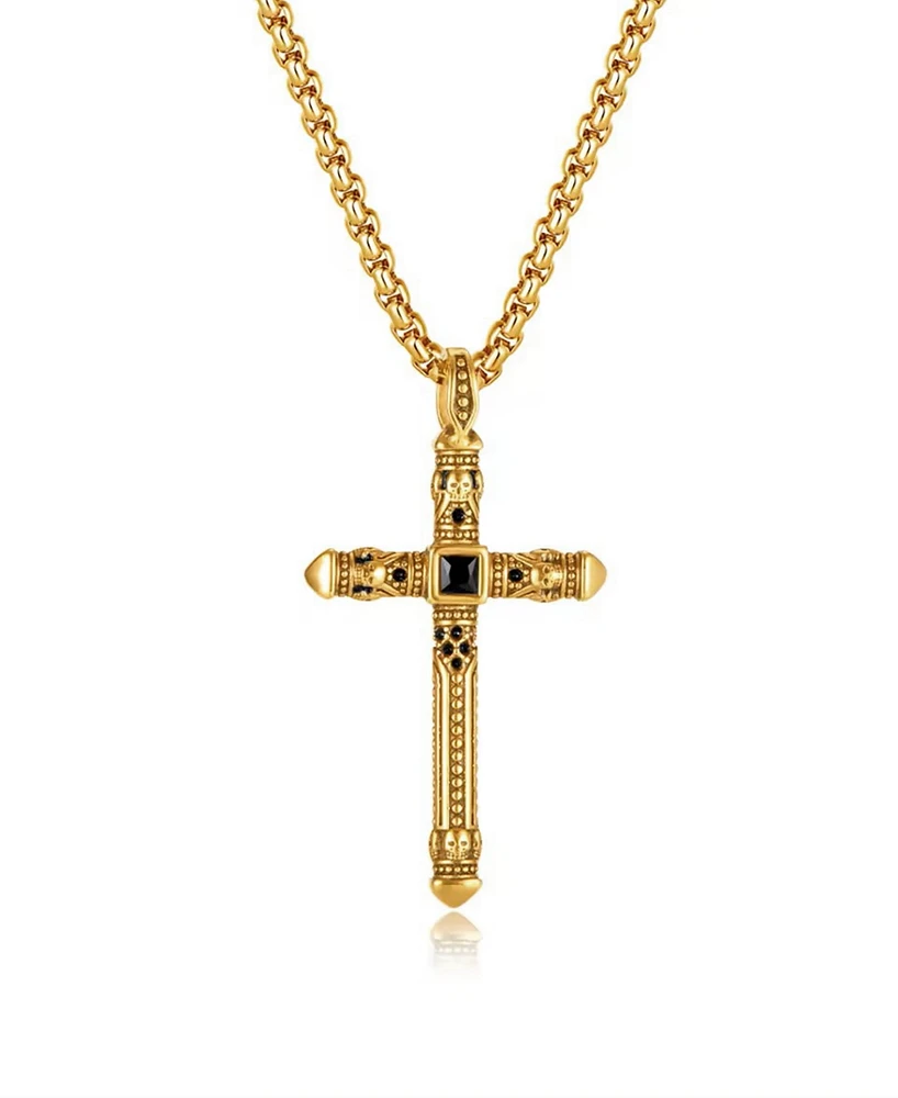 Rhona Sutton Gold Biblical Cross Stainless Steel Pendant Necklace