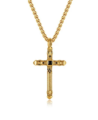 Rhona Sutton Gold Biblical Cross Stainless Steel Pendant Necklace