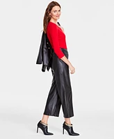 I.n.c. International Concepts Women's Faux-Leather High-Rise Culotte Pants, Created for Macy's