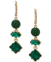 Karl Lagerfeld Paris Gold-Tone Mixed Cut Crystal Triple Drop Earrings