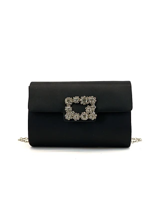 Like Dreams Clara Satin Rhinestone Gem Evening Crossbody Bag