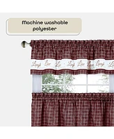 Kate Aurora Country Farmhouse Plaid Live laugh love 3 Piece Kitchen Curtain Set