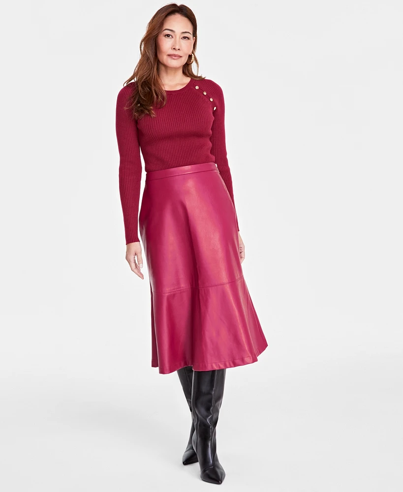 I.n.c. International Concepts Women's Faux-Leather A-Line Skirt, Created for Macy's