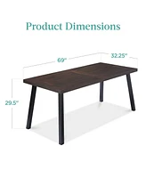 Best Choice Products 6-Person Indoor Outdoor Patio Rustic Acacia Wood Picnic Dining Table w/ Metal Legs