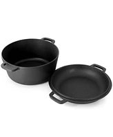 Megachef 5 Quart Pre-Seasoned 2-in-1 Cast Iron Dutch Oven and Skillet