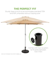 Best Choice Products 55lb Round Wicker Style Resin Patio Umbrella Base Stand w/ 1.75in Hole, Bronze Finish - Black