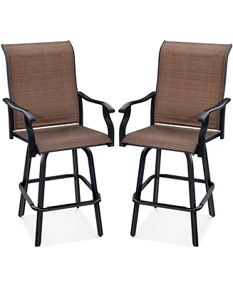 Best Choice Products Set of 2 Outdoor Swivel Bar Stools, Patio Barstool Chairs w/ 360 Rotation, All-Weather Mesh