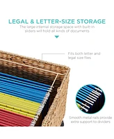 Best Choice Products Hyacinth Rolling Filing Cabinet Mobile Organizer Storage Basket w/ Lid, Locking Wheels