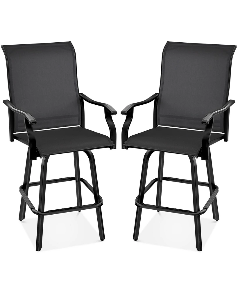 Best Choice Products Set of 2 Outdoor Swivel Bar Stools, Patio Barstool Chairs w/ 360 Rotation, All-Weather Mesh