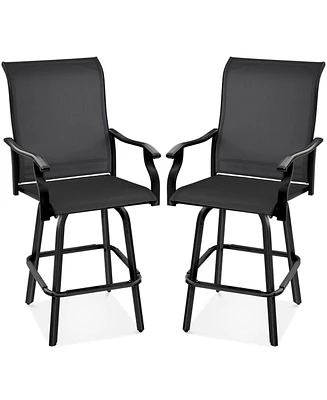 Best Choice Products Set of 2 Outdoor Swivel Bar Stools, Patio Barstool Chairs w/ 360 Rotation, All-Weather Mesh