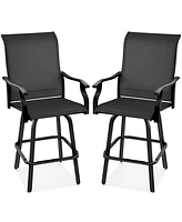 Best Choice Products Set of 2 Outdoor Swivel Bar Stools, Patio Barstool Chairs w/ 360 Rotation, All-Weather Mesh