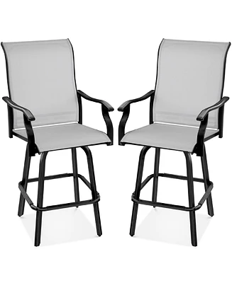 Best Choice Products Set of 2 Outdoor Swivel Bar Stools, Patio Barstool Chairs w/ 360 Rotation, All-Weather Mesh