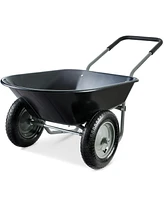 Best Choice Products Dual-Wheel Home Wheelbarrow Yard Garden Cart for Lawn, Construction