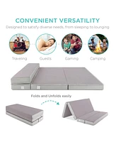 Best Choice Products 4in Thick Folding Portable Gray Mattress Topper w/ Carry Case