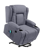 Best Choice Products Electric Power Lift Linen Recliner Massage Chair Furniture w/ Usb Port, Heat, Cupholders