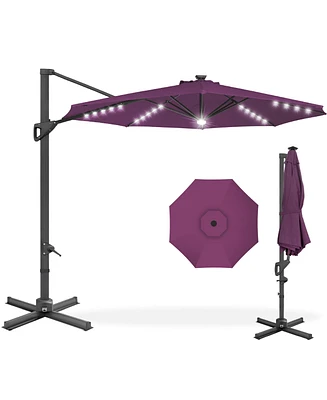 Best Choice Products 10ft 360-Degree Solar Led Lit Cantilever Patio Umbrella, Outdoor Hanging Shade