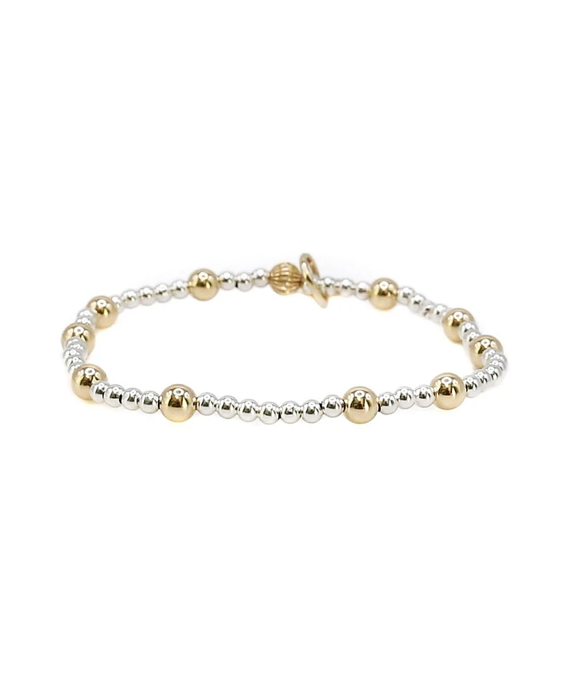 Bowood Lane Non-Tarnishing Sterling Silver and Gold Filled Ball Stretch Bracelet