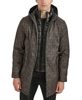 Kenneth Cole Men's Water-Resistant Hooded Stadium Coat with Removable Puffer Bib