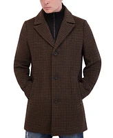 Kenneth Cole Men's Brush Houndstooth Textured Topcoat with Removable Bib