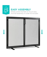 Best Choice Products 38.5x31in 2-Door Fireplace Screen, Handcrafted Wrought Iron Spark Guard w/ Magnetic Doors