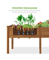Best Choice Products 72x23x30in Raised Garden Bed, Elevated Wood Planter Box for Patio w/ Divider Panel - Acorn Brown