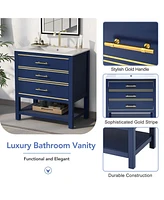 Slickblue Bathroom Vanity Cabinet Combo with Open Storage & Two Drawers