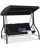 Best Choice Products 3-Seat Outdoor Converting Canopy Swing Glider Patio Hammock w/ Removable Cushions