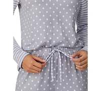 Cuddl Duds Women's Printed Button-Front Jogger Pajama Set