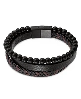 Rhona Sutton Black Axis Beaded Leather Bracelet