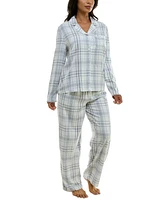 Roudelain Women's Notched-Collar Flannel Pajama Set