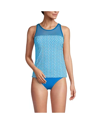 Lands' End Women's Chlorine Resistant Smoothing Control Mesh High Neck Tankini Swimsuit Top