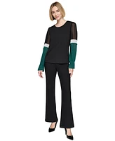 Karl Lagerfeld Paris Women's Colorblocked-Sleeve Top