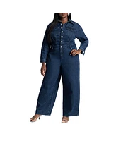 Eloquii Women's Denim Jumpsuit