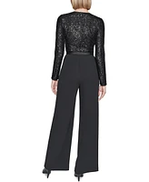 Karl Lagerfeld Paris Women's Sequin-Top Wide-Leg Jumpsuit