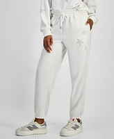 Madden Girl Juniors' Rhinestone Star Fleece Jogger Pants