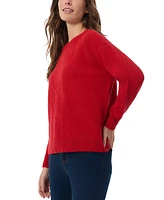 Jones New York Petite Diagonal Knit Crewneck Sweater