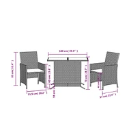 vidaXL 3 Piece Bistro Set with Cushions Beige Poly Rattan