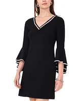 Msk Petite Rhinestone-Trim Bell-Sleeve Mini Dress