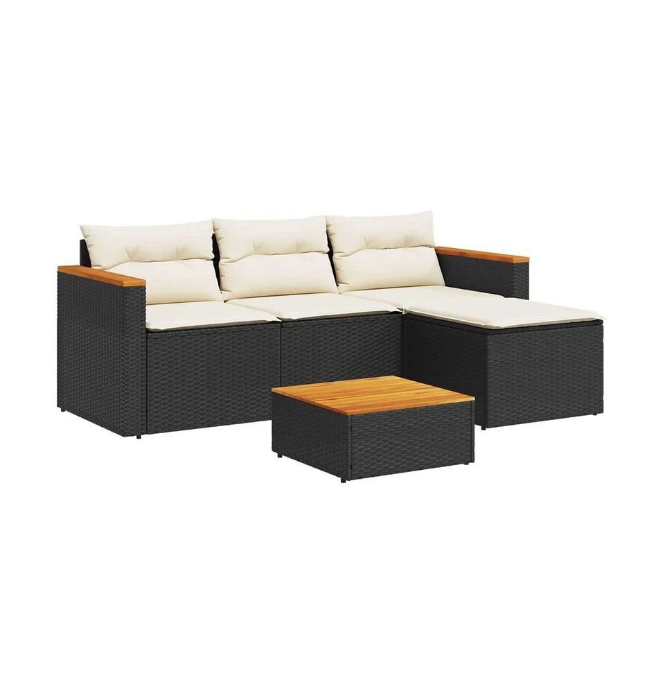 vidaXL 3 Piece Patio Sofa Set with Cushions Poly Rattan