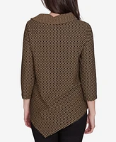 Ruby Rd. Petite Split Cowl Neck Textured Herringbone Jacquard Knit Top