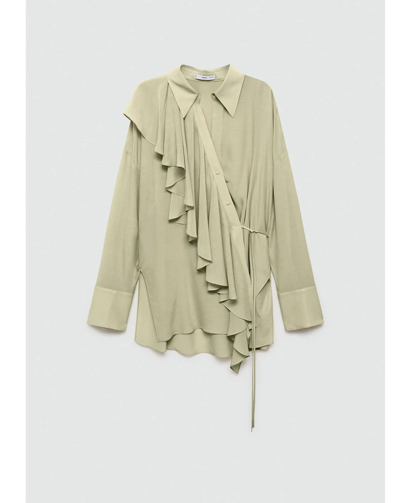 Mango Women's Bow Detail Ruffled Shirt