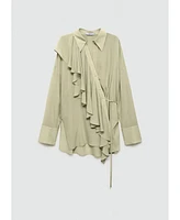 Mango Women's Bow Detail Ruffled Shirt