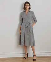 Lauren Ralph Lauren Women's Striped Surplice Broadcloth Midi Dress