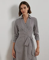 Lauren Ralph Lauren Women's Striped Surplice Broadcloth Midi Dress