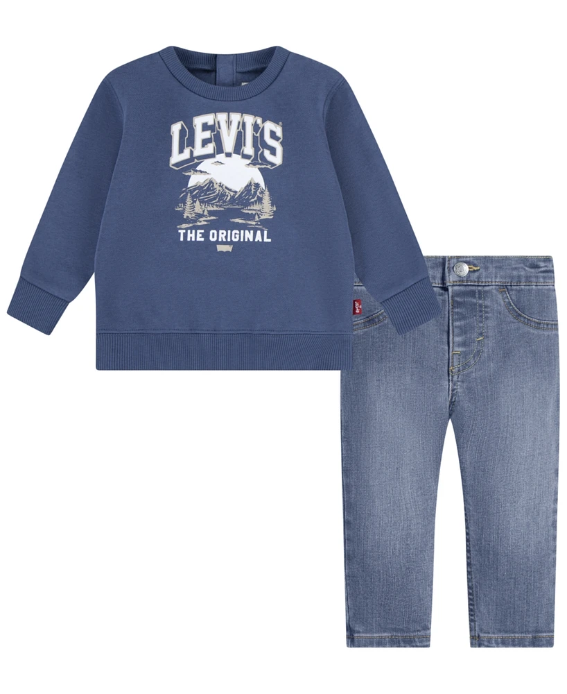 Levi's Baby Boys Mountain Crew Tee and Pants, 2-Piece Set