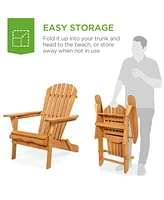 Best Choice Products Folding Adirondack Chair Outdoor, Wooden Accent Lounge Furniture w/ 350lb Capacity